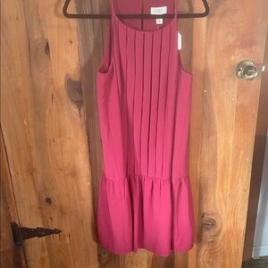 LOFT Fuchsia Sleeveless Pleated Dress